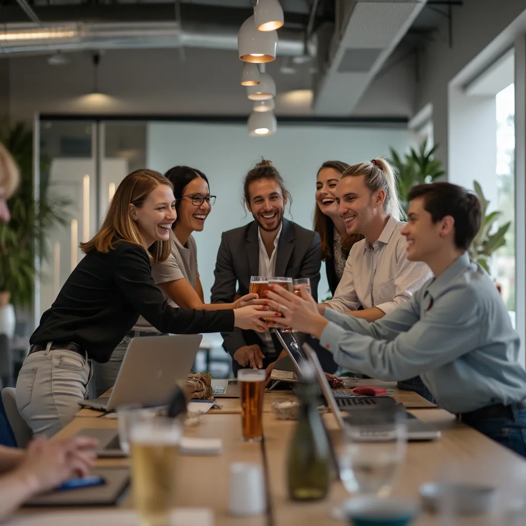 Equipo de consultores celebrando un logro